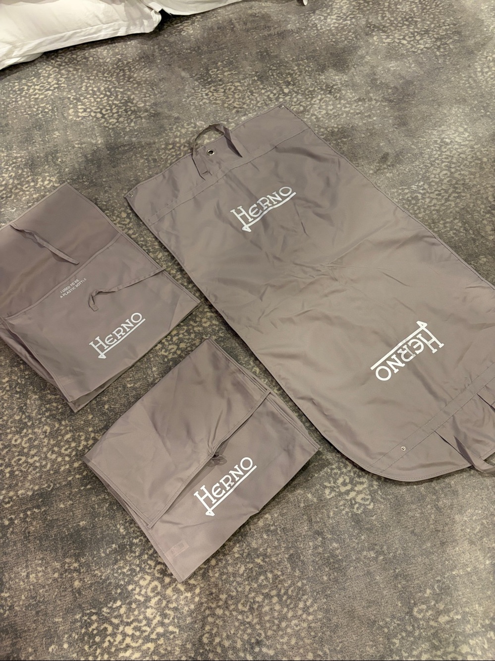 Herno Taupe Travel Garment Bag with 2 Herno pouches